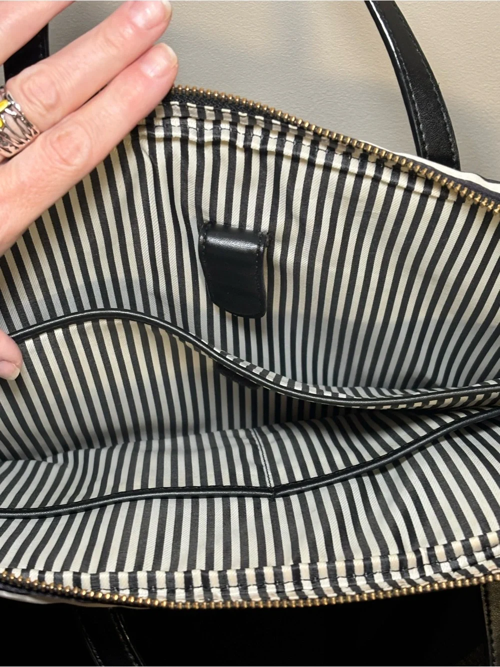 kate spade Black & White Striped womans Briefcase/laptop carrier